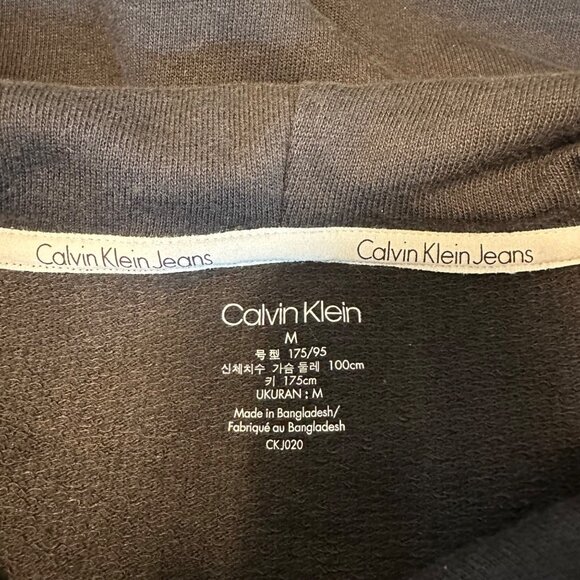 Calvin Klein Jeans Womens Black Hoodie W/ White Logo Hem Size M - Picture 6 of 10